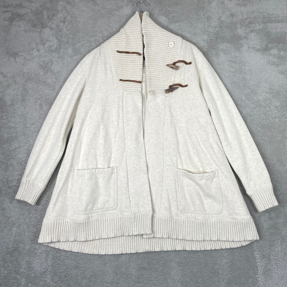 Ralph Lauren Cardigan Womens Large Ivory Toggle Shawl Neck Pima Cotton Sweater